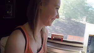 Skinny Blonde Cums Hard While Fucking Stranger On The Train