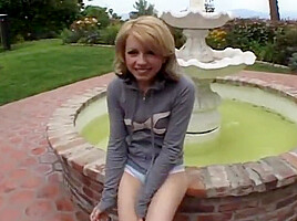 Skinny Blonde Naked Slut Sits On A Couch While Sucking On 2 Bbcs