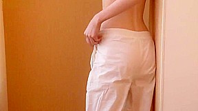 Skinny mademoiselle delights us with her fingering session