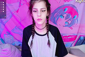 Slim teen 18+ Russian Trans Chick Masturbates On Webcam
