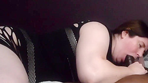 Slobbing On A Hard Black Cock