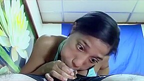 Sloppy, messy, silly face blowjob by teen 18+ with braces