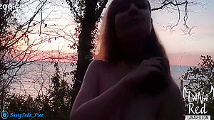 Slut Sucked Strangers Big Dick At Sunset By The Sea And Swallowed Cum - Treason On Outdoor - Lana Red