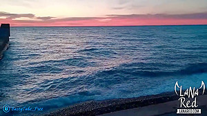 Slut Sucked Strangers Big Dick At Sunset By The Sea And Swallowed Cum - Treason On Outdoor - Lana Red