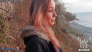 Slut Sucked Strangers Big Dick At Sunset By The Sea And Swallowed Cum - Treason On Outdoor - Lana Red