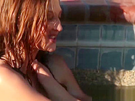Slutty Lesbos Nina And Ellena Making Out In Pool