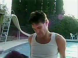 Slutty ebony girl with sexy tits blows and fucks a white dick outside