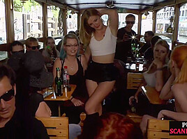 Slutty public redhead fucked in front of many