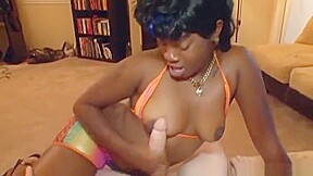 Sluty ebony handjob