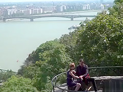 Small tits slim slave gets anal in public