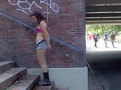 Small tits spinner banged in public