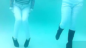 Smiley and Olivia wetlook in pool