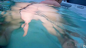 Snow Day In The Jacuzzi With Petite Model Lolly Underwater Glass Dildo In Her Mouth And Pussy