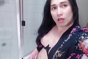 Solo Trans Anairb Pee And Masturbate And Cum In The Hotel Toilet