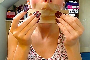 Sophia Smith Bondage Tights Tape Mouth Gag