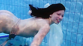 Special Czech teen 18+ hairy pussy in the pool