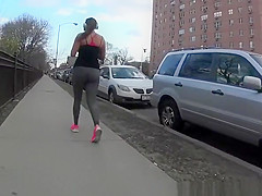 Sporty chick big cameltoe and ass