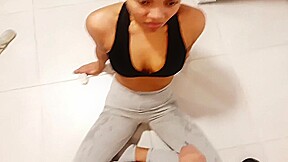 Stepdaughter Drinking Her Protein Post Workout With Piss Straight In Her Mouth