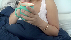 Stepson Visits Stepmom In Her Bed To Bring Her Coffee And Touches Her