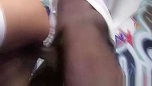 Stockinged blonde interracial bitch