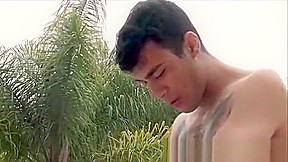 Straight Lean Latin men fuck bareback outdoors