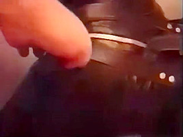 Stratijacket girl struggling and cumming on the floor
