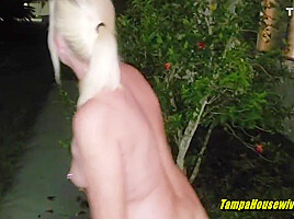 Stripping Fully Nude In Public Gets Her A Creampie