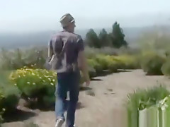 Stud is masturbating outdoors
