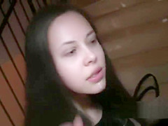 Stunning brunette fucks pov in public