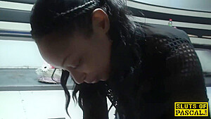 Sub Ebony Slut Whipped After Pussypounding