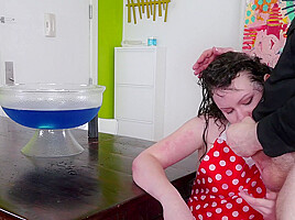 Sub teen 18+ gets fed hard cock in throatfuck session