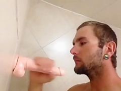Sucking my new dildo