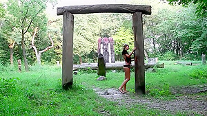 Super cute teen 18+ Vanessa spreading in nature