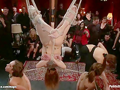 Suspended Slaves Fucked At Public Party