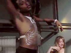 Taped busty slut fucked in fetish public bar