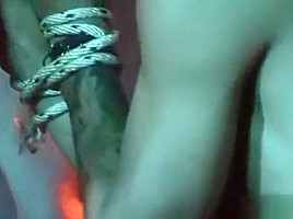 Tattoo twink bound and cumshot