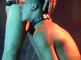 Tattoo twink bound and cumshot
