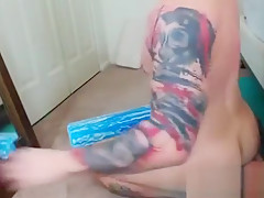 Tattooed Hunk With A Toy In The Ass