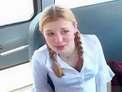 Teenies on schoolbus have a lucky day