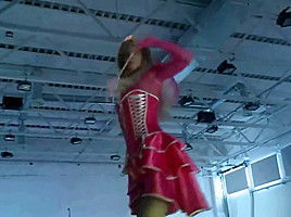 Tempting blonde bitch goes naked on the stage