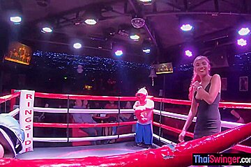 Thai Ring Girl Refereed Two Midgets Fighting And Got A Big Cock Afterwards
