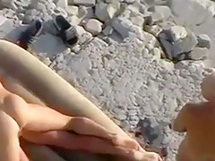 Three Mature Ukrainians Fuckin` and Suckin` on the Beach