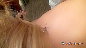 Three dtf amateur babes fucks at party