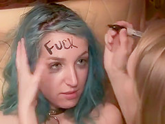 Tied up slut banged in crowded public bar