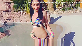 Tiny4K Brunette Ariana Marie fucked after squirt gun fight