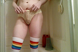 Trap Wetting Her Cute Rainbow Panties