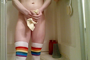 Trap Wetting Her Cute Rainbow Panties
