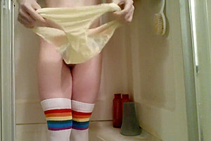 Trap Wetting Her Cute Rainbow Panties