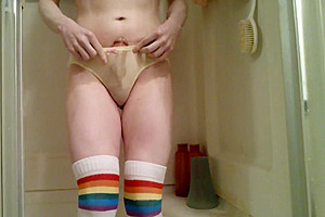 Trap Wetting Her Cute Rainbow Panties