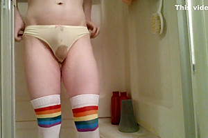 Trap Wetting Her Cute Rainbow Panties